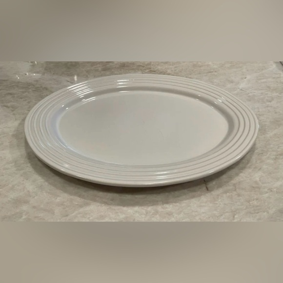 Pampered chef family heritage  oval stoneware platter white - Picture 1 of 10